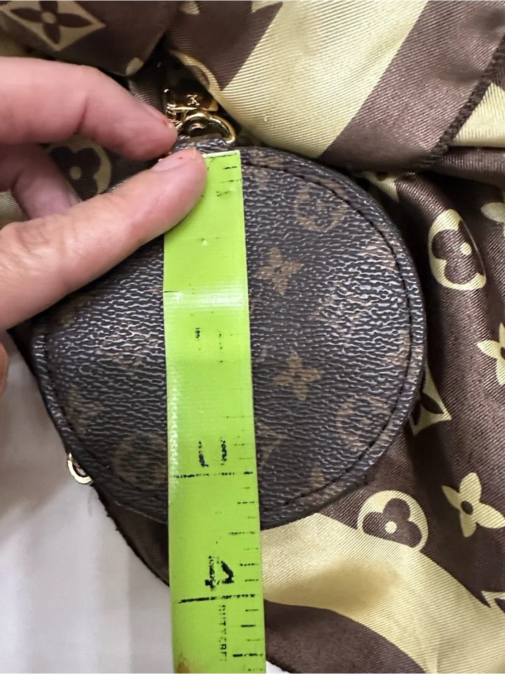 Louis Vuitton Brown Monogram Round Coin Pouch with Gold Hardware